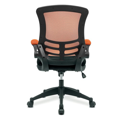 40655NA - Nautilus Designs Luna Designer High Back Two Tone Mesh Task Operator Office Chair With Folding Arms & Black Shell Orange/Black - BCM/T1302/OG