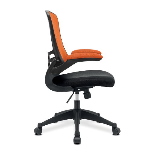 Nautilus Designs Luna Designer High Back Two Tone Mesh Task Operator Office Chair With Folding Arms & Black Shell Orange/Black - BCM/T1302/OG  40655NA