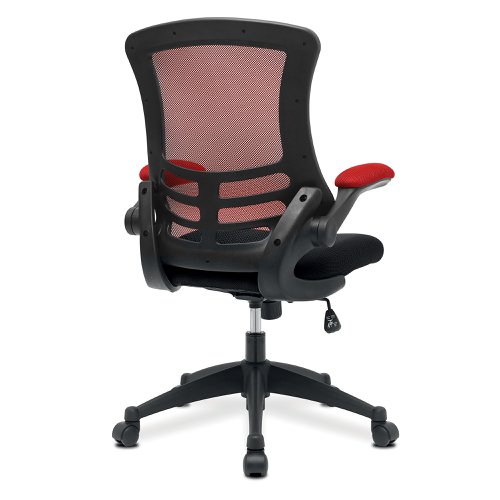 40662NA - Nautilus Designs Luna Designer High Back Two Tone Mesh Task Operator Office Chair With Folding Arms & Black Shell Red/Black - BCM/T1302/RD