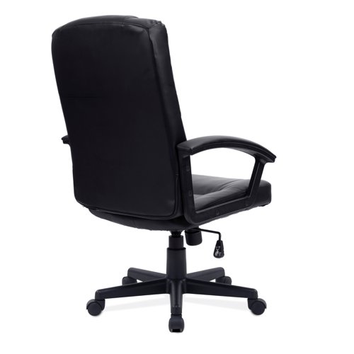 Nautilus Designs Darwin High Back Leather Effect Executive Office Chair With Integral Headrest and Fixed Arms Black - BCP/1007/PU/BK