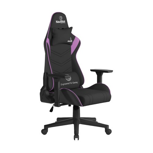 Nautilus Designs Apollo Ergonomic Gaming Chair With 4D Multi-Dimensional Armrests and 155 Degree Tilt Purple/Black - BCP/B390/BK-PL