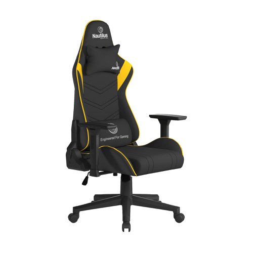 Nautilus Designs Apollo Ergonomic Gaming Chair With 4D Multi-Dimensional Armrests and 155 Degree Tilt Yellow/Black - BCP/B390/BK-YL