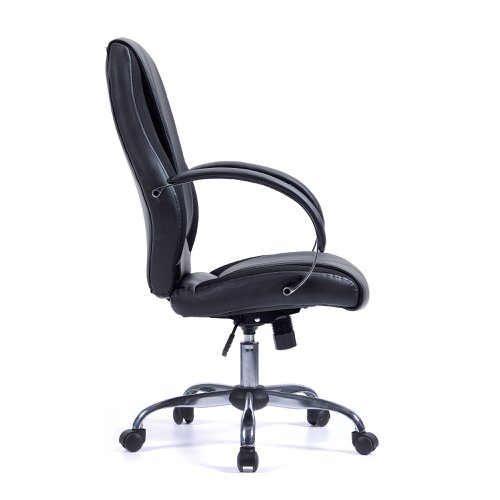 Nautilus Designs Hastings High Back Bonded Leather Executive Office Chair With Mesh Panel Detailing and Fixed Arms Black - BCL/B425/BK