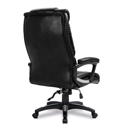 Nautilus Designs Titan Oversized High Back Leather Effect Executive Office Chair With Integral Headrest and Fixed Arms Black - BCP/G344/BK