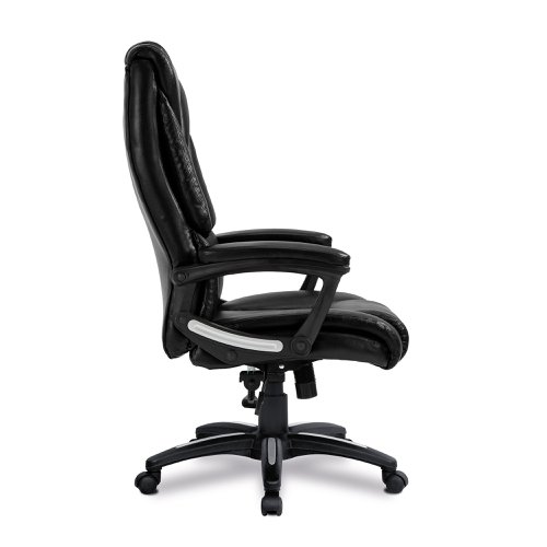 Nautilus Designs Titan Oversized High Back Leather Effect Executive Office Chair With Integral Headrest and Fixed Arms Black - BCP/G344/BK 47172NA Buy online at Office 5Star or contact us Tel 01594 810081 for assistance