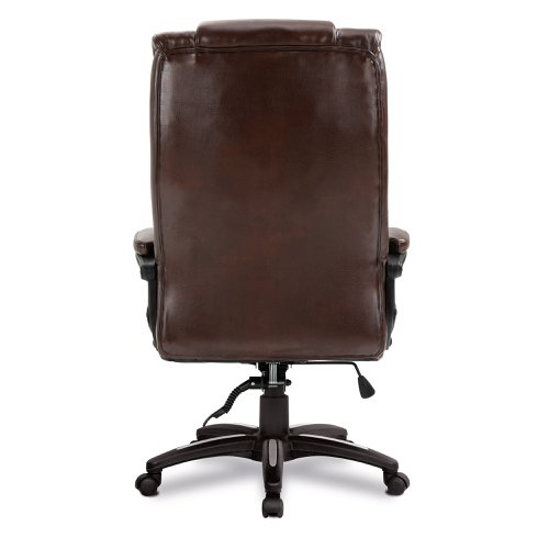 Nautilus Designs Titan Oversized High Back Leather Effect Executive Office Chair With Integral Headrest and Fixed Arms Brown - BCP/G344/BW