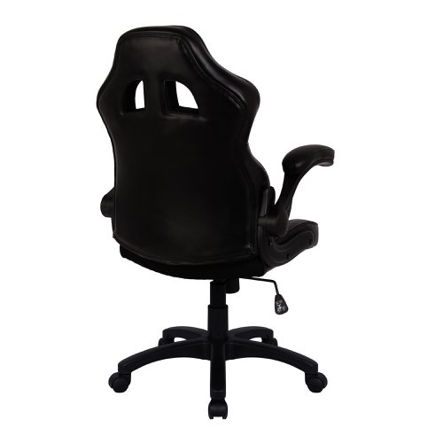 Nautilus Designs Predator Ergonomic Gaming Style Office Chair with Folding Arms and Integral Headrest and Lumbar Support Black - BCP/H600/BK