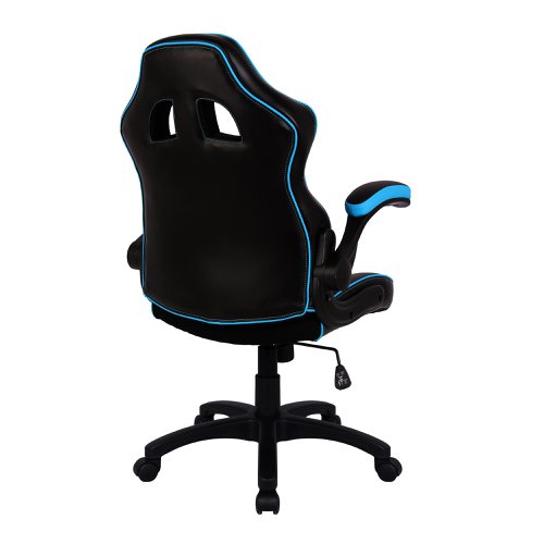 Nautilus Designs Predator Ergonomic Gaming Style Office Chair with Folding Arms and Integral Headrest & Lumbar Support Black/Blue - BCP/H600/BK/BL  40977NA
