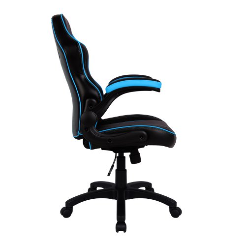 Nautilus Designs Predator Ergonomic Gaming Style Office Chair with Folding Arms and Integral Headrest & Lumbar Support Black/Blue - BCP/H600/BK/BL