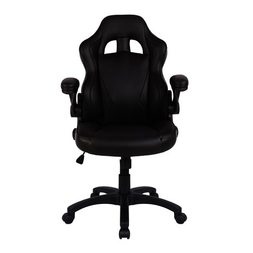 Nautilus Designs Predator Ergonomic Gaming Style Office Chair with Folding Arms and Integral Headrest and Lumbar Support Black - BCP/H600/BK