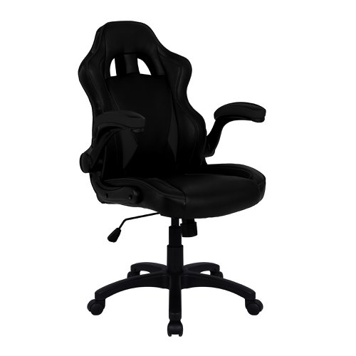 Predator Executive Ergonomic Gaming Style Office Chair with Folding Arms, Integral Headrest and Lumbar Support - Black