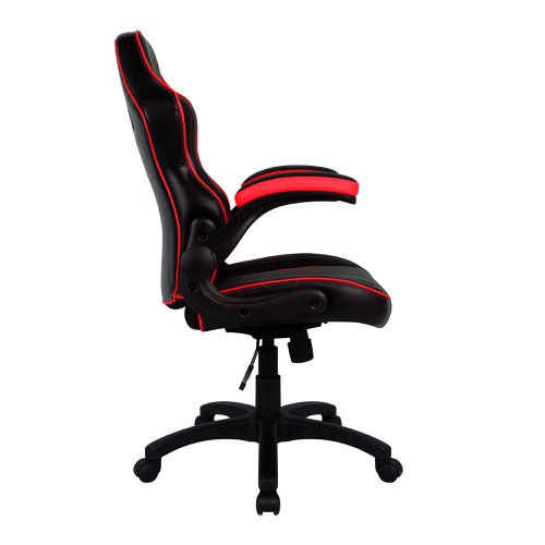 Nautilus Designs Predator Ergonomic Gaming Style Office Chair with Folding Arms and Integral Headrest & Lumbar Support Black/Red - BCP/H600/BK/RD