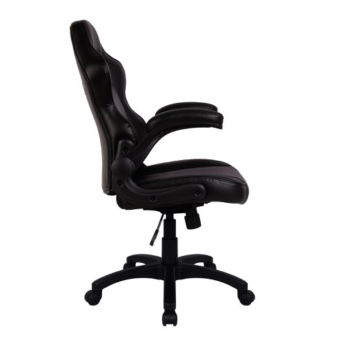 Nautilus Designs Predator Ergonomic Gaming Style Office Chair with Folding Arms and Integral Headrest and Lumbar Support Black - BCP/H600/BK  47417NA