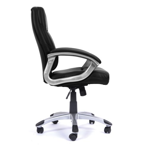 Nautilus Designs Greenwich High Back Leather Effect Executive Office Chair With Contoured Design Backrest and Fixed Arms Black - BCP/T101/BK Nautilus Designs