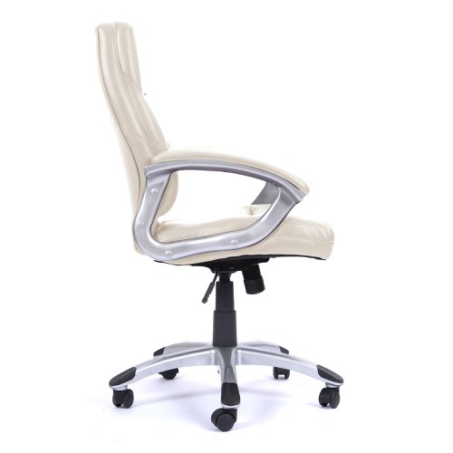 Nautilus Designs Greenwich High Back Leather Effect Executive Office Chair With Contoured Design Backrest and Fixed Arms Cream - BCP/T101/CM Nautilus Designs