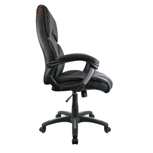 Nautilus Designs Wellington High Back Leather Effect Luxuriously Padded Executive Office Chair With Fixed Arms Black - BCP/T102/BK