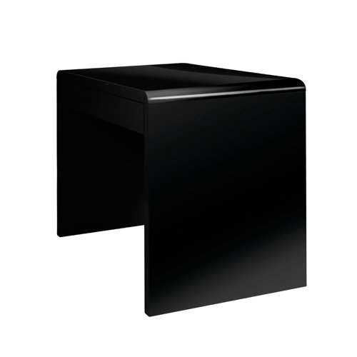 Nordic Compact and Curvaceous High Gloss Workstation with Spacious Storage Drawer - Black High Gloss