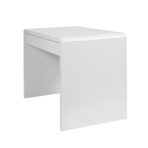 Nordic Compact and Curvaceous High Gloss Workstation with Spacious Storage Drawer - White High Gloss