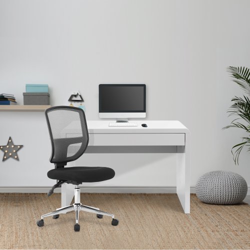 Nordic Compact and Curvaceous High Gloss Workstation with Spacious Storage Drawer - White High Gloss