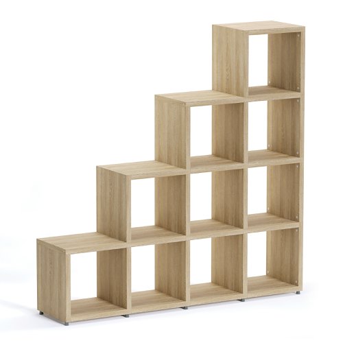 Boon - 10x Cube Stepped Shelf Storage System - 1470x1450x330mm - Oak
