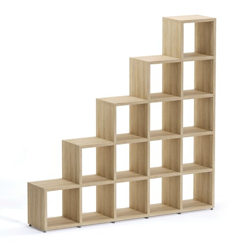Boon - 15x Cube Stepped Shelf Storage System - 1830x1810x330mm - Oak