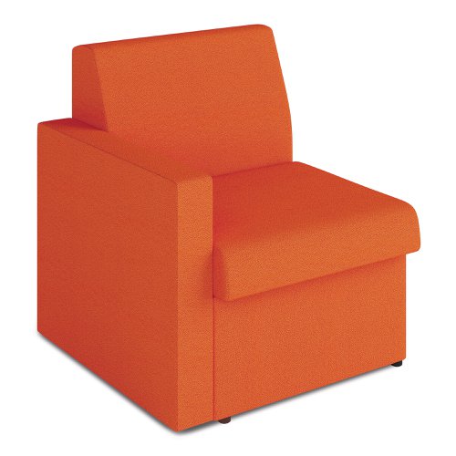 Wave Contemporary Modular Fabric Low Back Sofa - Right Hand Arm - Orange