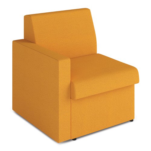 Wave Contemporary Modular Fabric Low Back Sofa - Right Hand Arm - Yellow