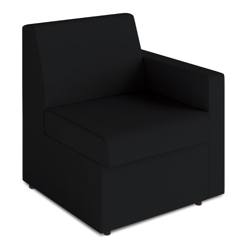 Wave Contemporary Modular Fabric Low Back Sofa - Left Hand Arm - Black