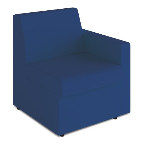 Wave Contemporary Modular Fabric Low Back Sofa - Left Hand Arm - Blue