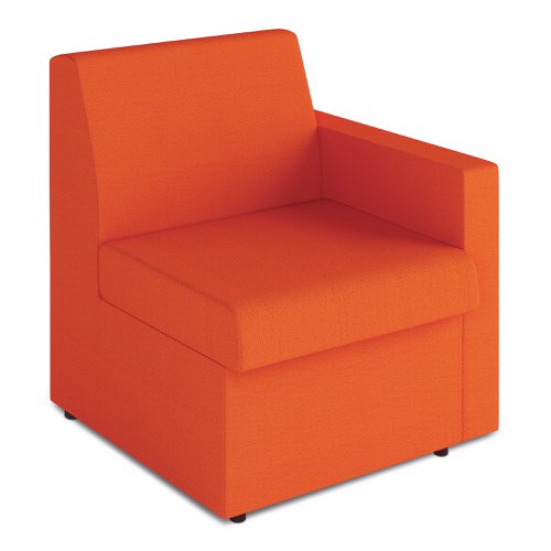 Wave Contemporary Modular Fabric Low Back Sofa - Left Hand Arm - Orange
