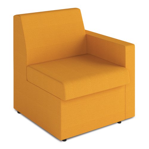 Wave Contemporary Modular Fabric Low Back Sofa - Left Hand Arm - Yellow