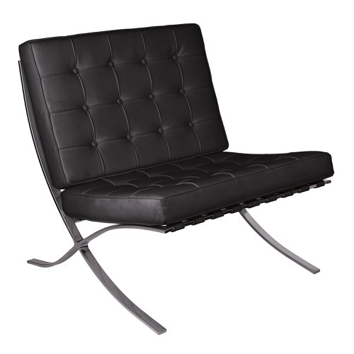 Valencia Contemporary Oversized Leather Faced Reception Chair with Classic Button Design - One Seater - Black