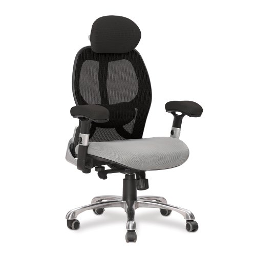 Ergo Ergonomic Luxury High Back Executive Mesh Chair with Chrome Base Certified for 24 Hour Use - Black Back, Grey Seat | DPA/ERGO/BK-GY | Nautilus Designs
