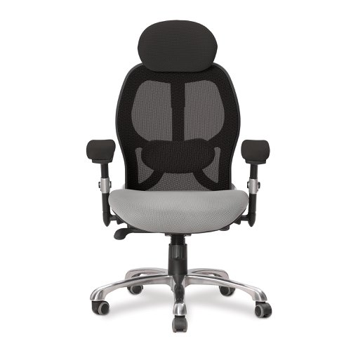 Nautilus Designs Ergo Luxury High Back Ergonomic Mesh Executive Operator Office Chair Black/Grey - Certified for 24 Hour Use - DPA/ERGO/BK-GY