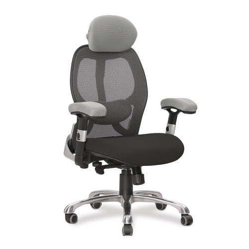 30323NA - Nautilus Designs Ergo Luxury High Back Ergonomic Mesh Executive Operator Office Chair Grey/Black - Certified for 24 Hour Use - DPA/ERGO/GY-BK