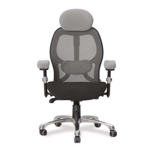 Ergo Ergonomic Luxury High Back Executive Mesh Chair with Chrome Base Certified for 24 Hour Use - Grey Back, Black Seat | DPA/ERGO/GY-BK | Nautilus Designs