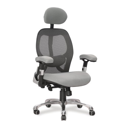 Nautilus Designs Ergo Luxury High Back Ergonomic Mesh Executive Operator Office Chair Grey - Certified for 24 Hour Use - DPA/ERGO/GY