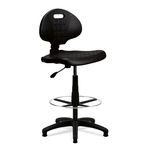 Nautilus Designs Derwent Polyurethane Draughtsman Operator Chair With Spring Loaded Backrest Mechanism Black - DPA/POLY/FCK Office Chairs 41887NA