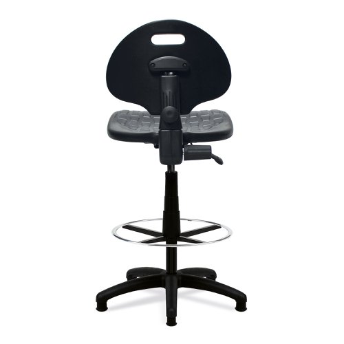 Nautilus Designs Derwent Polyurethane Draughtsman Operator Chair With Spring Loaded Backrest Mechanism Black - DPA/POLY/FCK