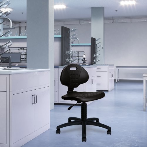 Nautilus Designs Derwent Polyurethane Operator Chair With Spring Loaded Backrest Mechanism Black - DPA/POLY/OPS 41880NA