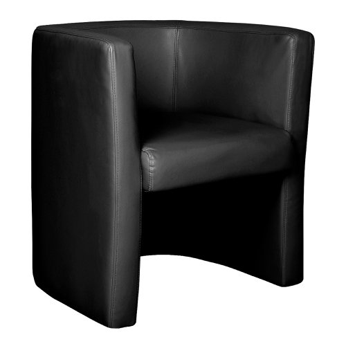 Milano Stylish & Modern Low Back Leather Faced Tub Chair - Black
