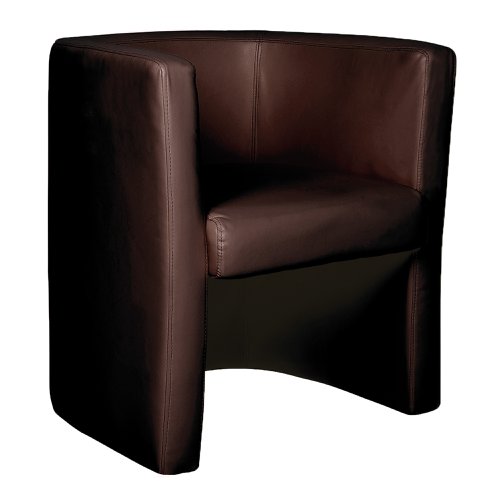 Milano Stylish & Modern High Back Leather Faced Tub Chair - Brown