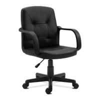 Nautilus Designs Delph Medium Back Leather Faced Executive Office Chair With Decorative Detail and Fixed Arms Black - DPA2014MB/LBK