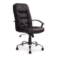 Nautilus Designs Fleet High Back Leather Faced Executive Office Chair With Ruched Panel Detailing and Fixed Arms Black - DPA369ATG/L