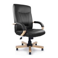 Nautilus Designs Troon High Back Leather Faced Executive Office Chair With Fixed Arms Black Oak Effect Arms and Base - DPA4750ATGLBKO