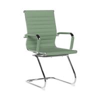 Nautilus Designs Aura Contemporary Medium Back Fabric Executive Cantilever Visitor Chair With Fixed Arms and Chrome Base Green - BCF/8003AV/GN