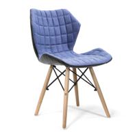 Nautilus Designs Amelia Contemporary Lightweight Fabric Chair With Panel Stitching Denim and Solid Beech Legs - BCF/B570/DN