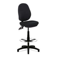 Nautilus Designs Java 200 Medium Back Twin Lever Fabric Draughtsman Operator Chair Without Arms Black - BCF/P505/BK/FCK