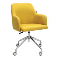 Nautilus Designs Girona Contemporary Fabric Medium Back Armchair With Both Castor and Glide Options Included Mustard - BCF/Z410/MT