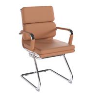 Nautilus Designs Avanti Medium Back Bonded Leather Cantilever Visitor Chair With Individual Back Cushions & Fixed Arms Brown - BCL/5003AV/BW